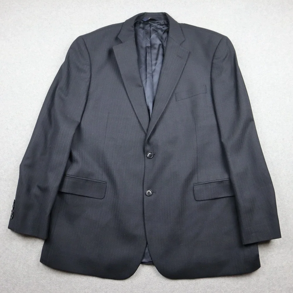 Brooks Brothers Blazer Mens 46L 346 Stretch Navy Blue Wool Herringbone Jacket